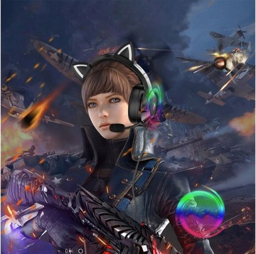 ONIKUMA K9 ИГРОВЫЕ НАУШНИКИ ДЛЯ ИГРОВ RGB СВЕТОДИОДНЫЕ С КОШАЧЬИМИ УШАМИ КОШАЧЬИ УШИ
