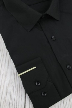 Мужская однотонная черная рубашка с длинными рукавами А172