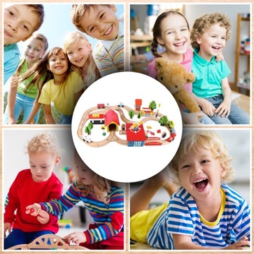 Деревянные рельсовые пути Локомотив + вагоны