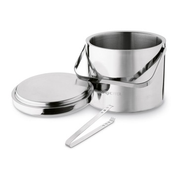 Большое ВЕДРО ДЛЯ ЛЬДА с щипцами СТАЛЬНОЙ БАНОК ДЛЯ ЛЬДА 3л С КРЫШКОЙ