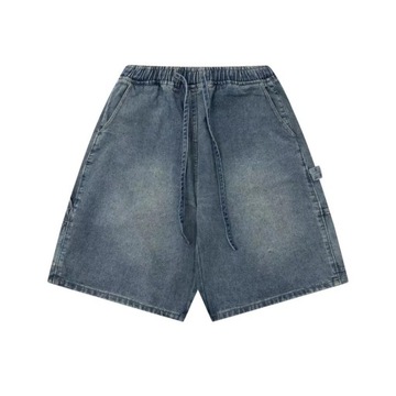 Men's Denim Shorts Jorts Pants Baggy High Blue Str