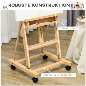 Мольберт складной на колесах для студии живописи.