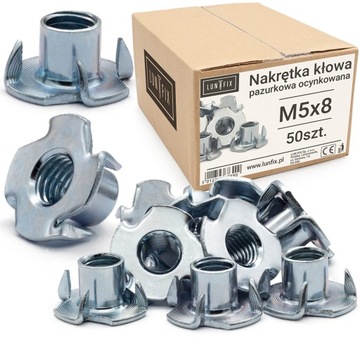 Nakrętka kłowa M5x8 pazurkowa ocynk ocynkowana 50szt.
