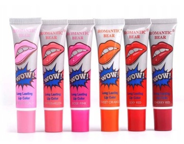 Zestaw 6 Szminek Pomadek do ust Peel-off Trwałe Błyszczyki