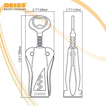 Deiss LUX Открывалка для вина, металлический штопор и открывалка для бутылок