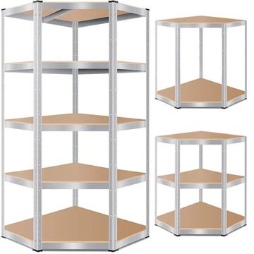 METALOWY REGAŁ MAGAZYNOWY PIĘCIOPÓŁKOWY NAROŻNY 180x90x90cm WARSZTATOWY