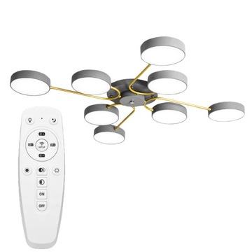 LAMPA SUFITOWA NOWOCZESNA DUŻA GREY GOLD 8 LED