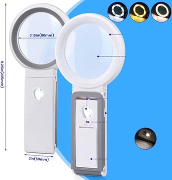 УВЕЛИЧЕНИЕ С ПОДСВЕТКОЙ И ПОДСТАВКА С 18 СВЕТОДИОДАМИ, СКЛАДНАЯ УВЕЛИЧЕНИЕ ДЛЯ ЧТЕНИЯ 10 X 30 X