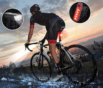 ВЕЛОСИПЕДНАЯ ЛАМПА СВЕТОДИОДНАЯ ПОДСВЕТКА ДЛЯ ВЕЛОСИПЕДНОГО РУЛЯ ПЕРЕДНЯЯ + ЗАДНЯЯ USB ПИТАНИЕ