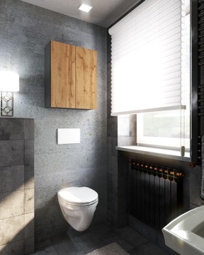 ПОДВЕСНОЙ ШКАФ ДЛЯ ВАННОЙ 60 СМ СЕРЫЙ ДУБ ВОТАН МЕБЕЛЬ ДЛЯ ВАННОЙ КОМНАТЫ