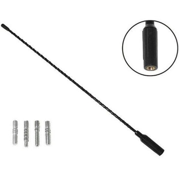 ANTENA SAMOCHODOWA BAT MASZT DŁUGI 41CM ADAPTERY GWINT 4 5 6 6,5 MM