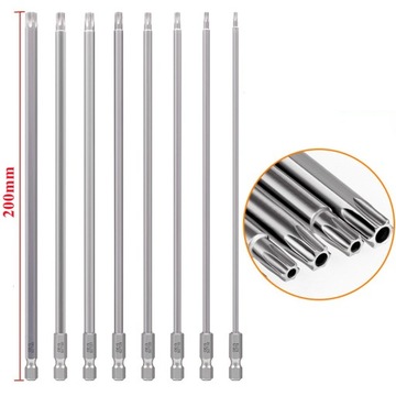 Длинные биты TORX, 8 шт., набор ключей 200 мм, 1/4 дюйма