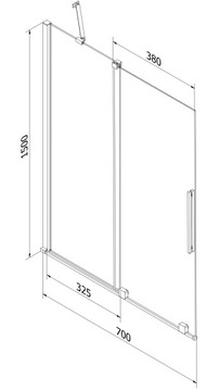 MEXEN VELAR 2-створчатая ШТОРКА ДЛЯ ВАННЫ 70 СМ ХРОМ