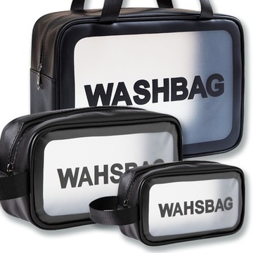 ZESTAW KOSMETYCZKA 3 SZTUKI PODRÓŻNA MĘSKA DAMSKA PRZEZROCZYSTA