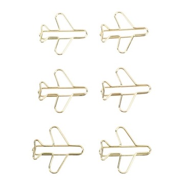 КРЕАТИВНЫЕ СКРЕПКИ В ВИДЕ САМОЛЕТА, ЗОЛОТО, 100 ШТ.