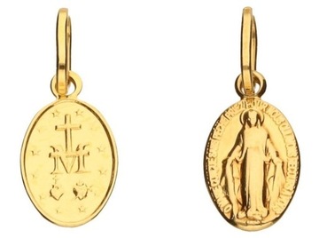 Złoty medalik zawieszka 333 OWALNY z wizerunkiem Matki Boskiej na łańcuszek