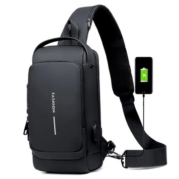 Nerka Plecak Torba na jedno ramię Zamykany Na Szyfrowany Zamek USB + kabel