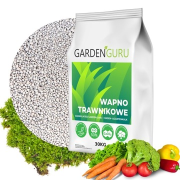 Wapno kredowe granulowane 30KG ogrodnicze do TRAWNIKA 93% CaCO3 Antymech