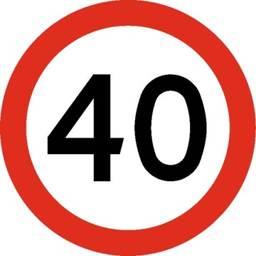Znak B33 Ograniczenie prędkości do 40 km/h fi 600