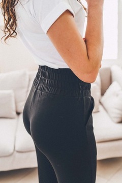 Czarne dresowe spodnie damskie wysoki stan M/L