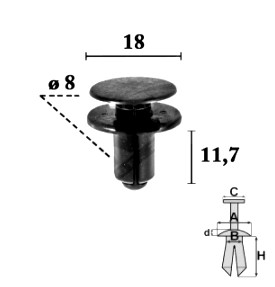 SPONKA KOLÍČEK DRŽÁKY NÁRAZNÍKU KIA RIO 01-17 10X