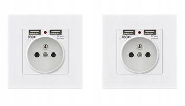 2 SZT GNIAZDKO Z 2x USB KONTAKT 16A i kontrolką