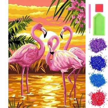 HAFT DIAMENTOWY MOZAIKA DIAMENTOWA 5D FLAMINGI