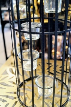 DEKORACJA LAMPION METALOWY BUTELKA GRAFIT 69CM