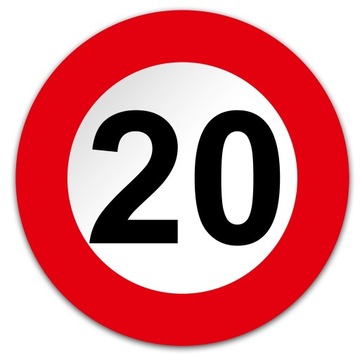 OGRANICZENIE PRĘDKOŚCI 20 km/h NAKLEJKA ODBLASKOWA