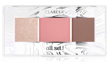 Claresa All Set! 01 paleta do konturowania twarzy 3w1 rozś+bronzer+róz