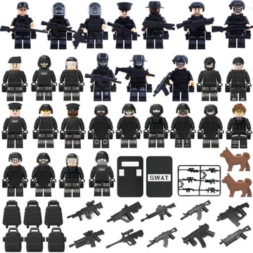 MINIFIGURKI SWAT WOJSKO ŻOŁNIERZE 28 SZTUK ZESTAW KLOCKI + AKCESORIA