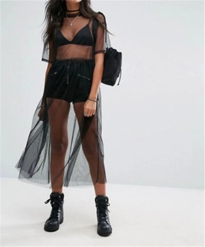 2018 Sexy T Shirt Women Black Gauze Mesh Sheer Top