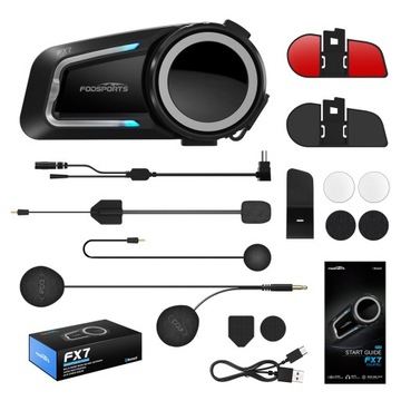 Fodsports FX7 MESH SYSTEM INTERCOM DLA 10 MOTOCYKLISTÓW DUAL CORE BT5.4+FM