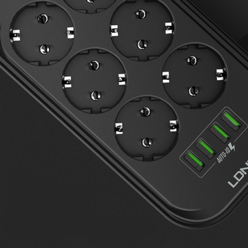 Удлинитель с 6 розетками + 4 удлинителя USB