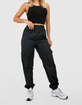 BOOHOO CZARNE SPODNIE JOGGER KIESZENIE KON NG2__S