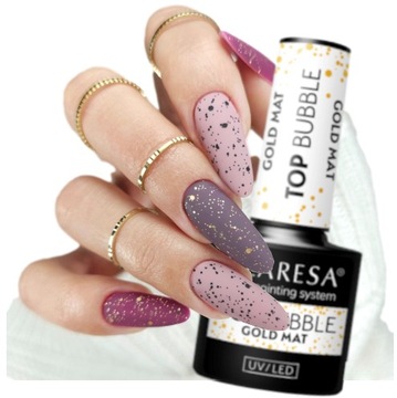 CLARESA TOP BUBBLE GOLD MAT NO WIPE MATOWY TOP HYBRYDOWY ZŁOTE KROPKI