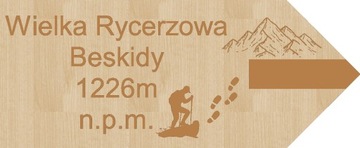 Magnes drewniany Beskidy Wielka Rycerzowa drogowskaz górski