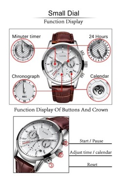 Zegarek Męski Klasyczny Lige Chronograf blue No2