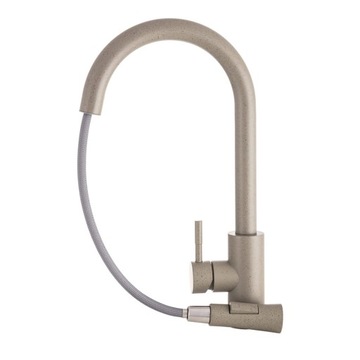 Bateria Kuchenna Taru Slim Beżowa Granit z Wyciąganą Wylewką Kran Kuchenny