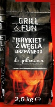 Brykiet z węgla drzewnego do grillowania 2,5 kg Grill & Fun