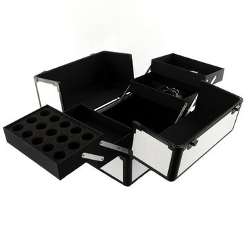 Стеганый косметичка для светильника, БЕЛЫЙ, ЧЕРНЫЙ