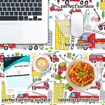 Защитный коврик для стола для мальчика - пожарная команда