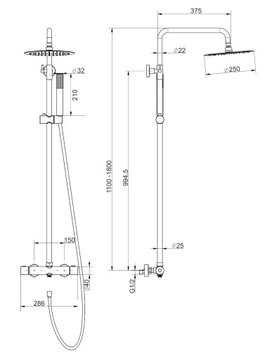 Золотая душевая колонна Corsan Lugo CMN01TGL