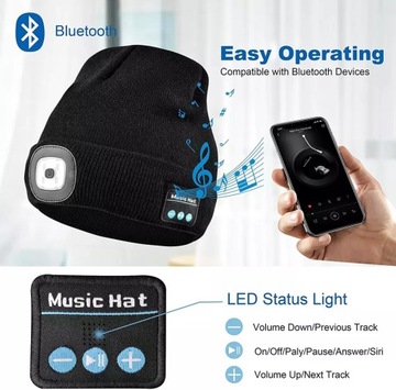 Шапка с bluetooth-наушниками и светодиодной подсветкой