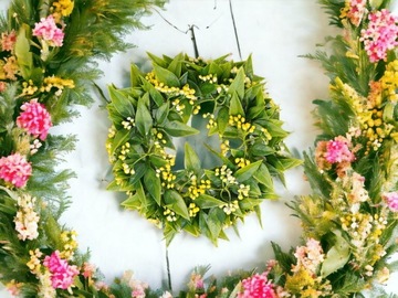 WIANEK RUSKUS GĘSTY LIŚCIE NA STÓŁ DRZWI ŚWIECĘ BOHO MINI KULKI 22cm