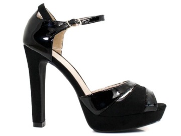 CZARNE CUDO SANDAŁY SZPILKI PLATFORMA SG 39