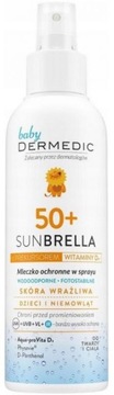 Dermedic Sunbrella 50+, Mleczko Ochronne w Sprayu dla Dzieci SPF 50+,150 ml
