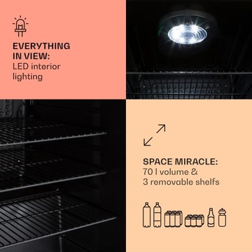 Lodówka na napoje PopLife 70, 70 l, 0-10°C, retro