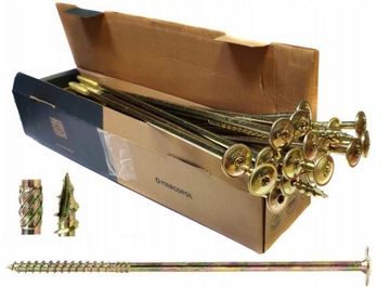 WKRĘTY CIESIELSKIE DO DREWNA 8x280 TORX ŁEB TALERZOWY PODKŁADKOWY 50szt
