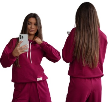 PREMIUM DAMSKI KOMPLET DRESOWY BAWEŁNIANY BLUZA SPODNIE POLSKI PRODUCENT L